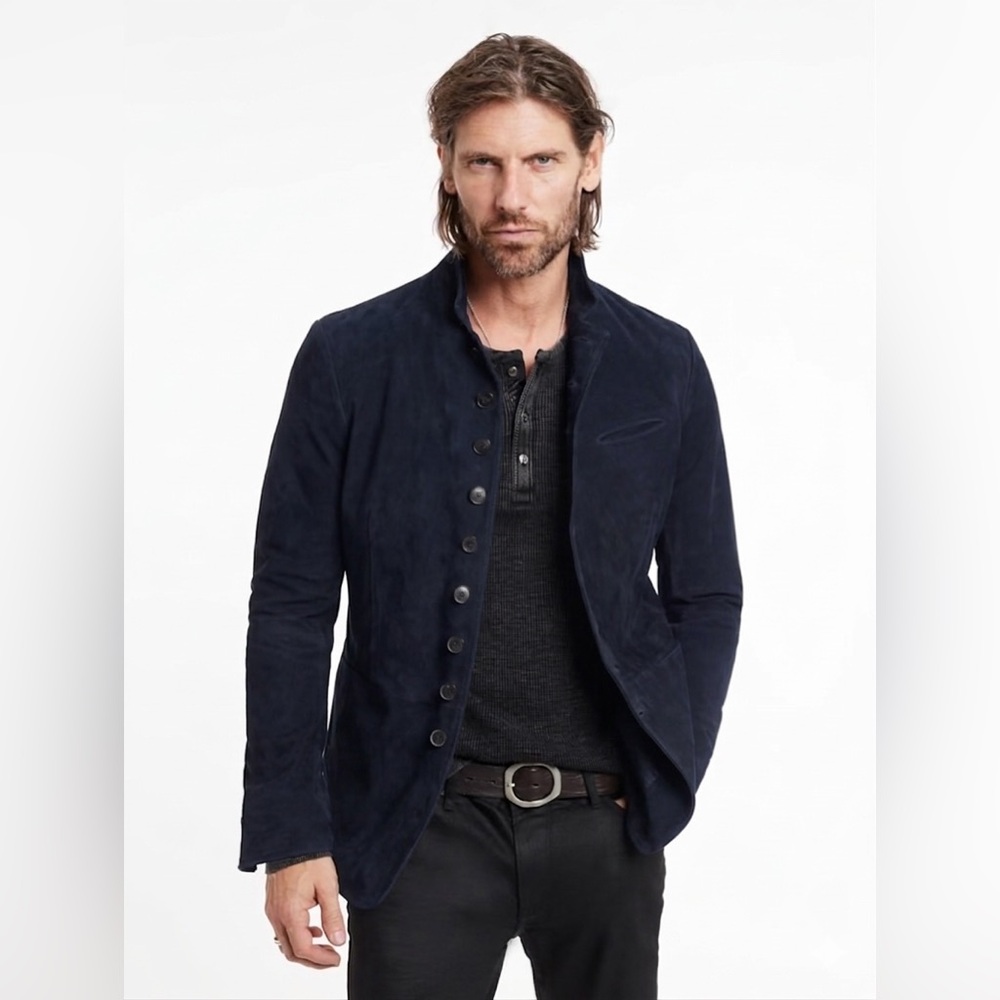 $2298 Brand New John Varvatos Woodward Multibutton Suede Jacket EU 48 USA 38